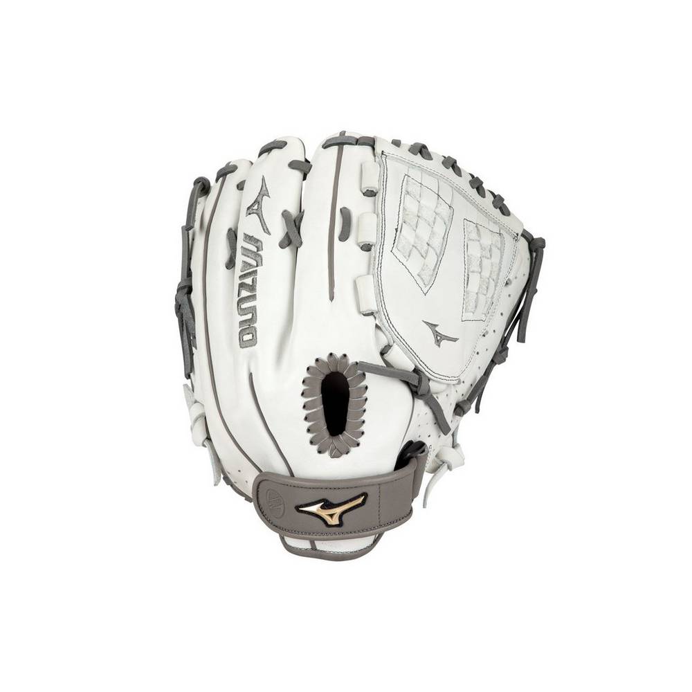 Mizuno Women's Prime Elite Pitcher/Outfield Fastpitch Softball 12.5" Gloves White/Grey (312967-YGQ)